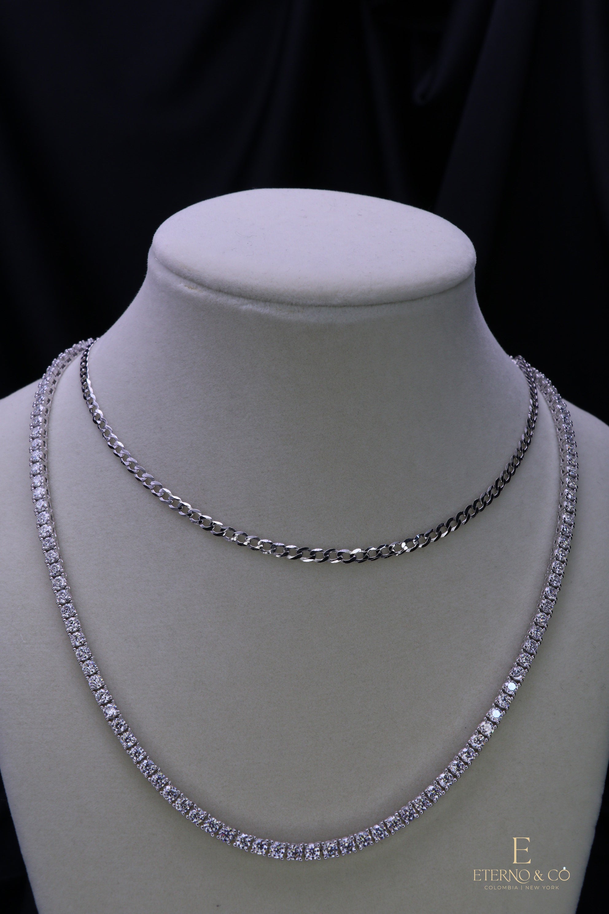 CADENA DE PLATA Y DIAMANTES (PENDIENTE N )