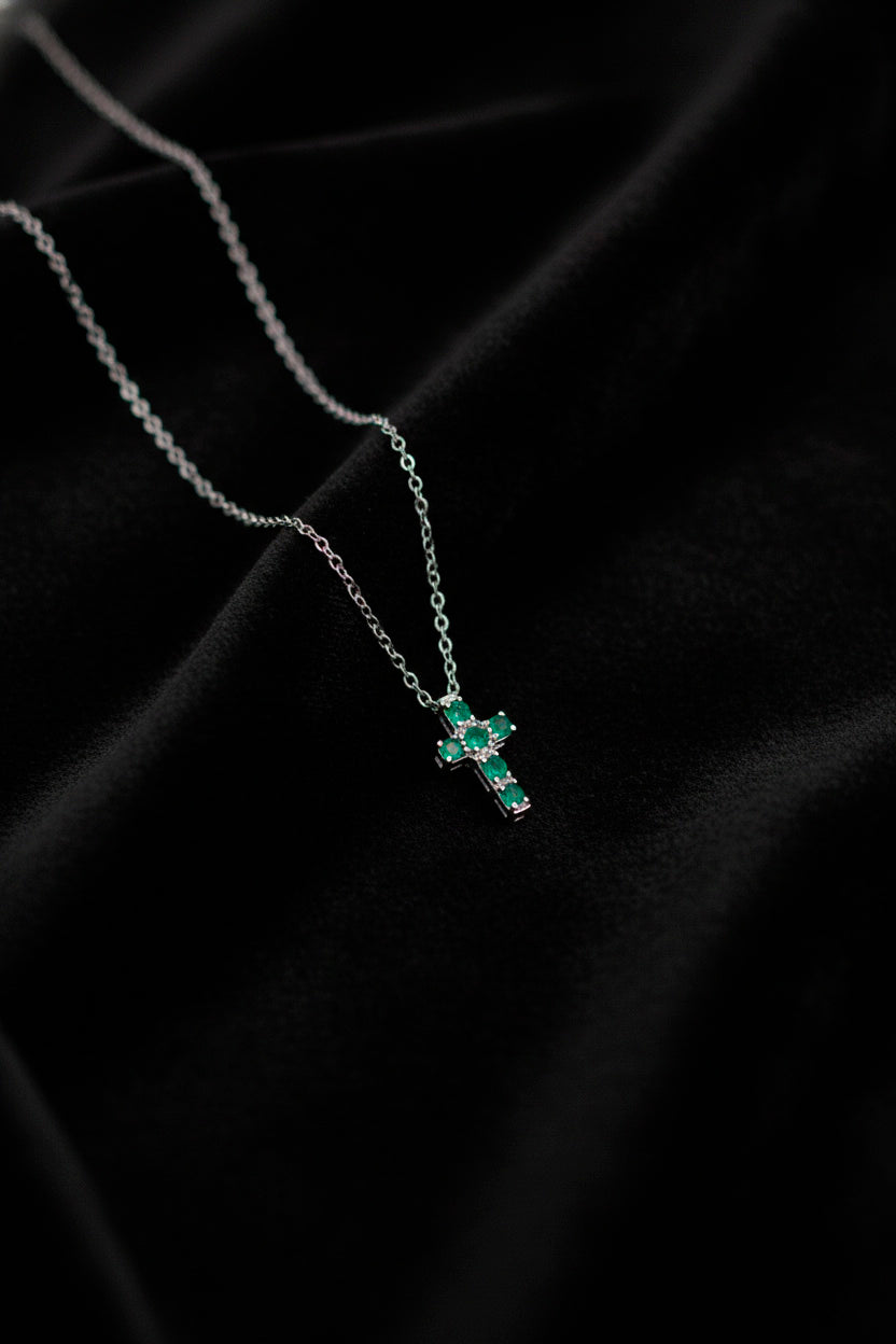 Emerald cross pendant