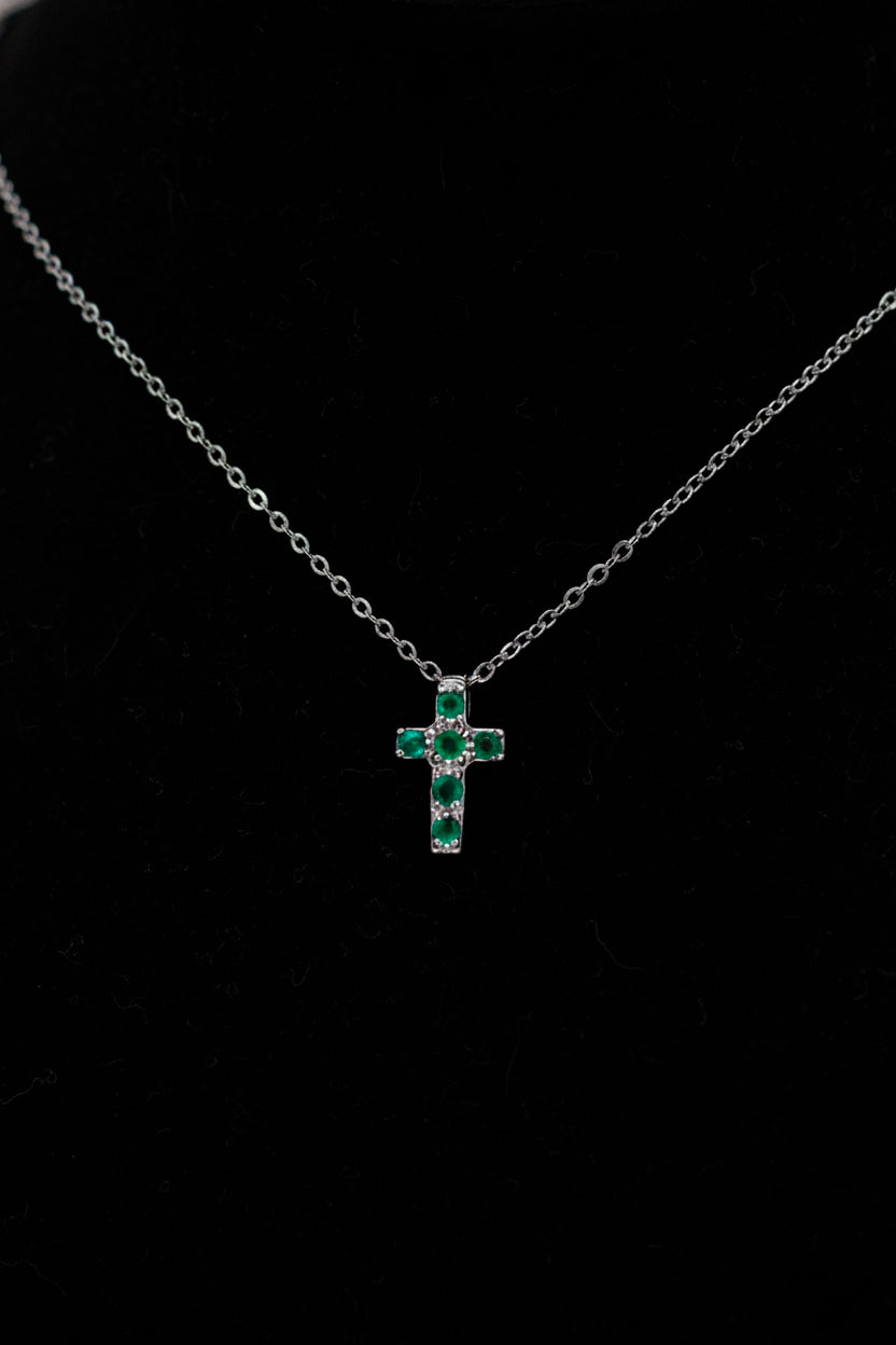 Emerald cross pendant