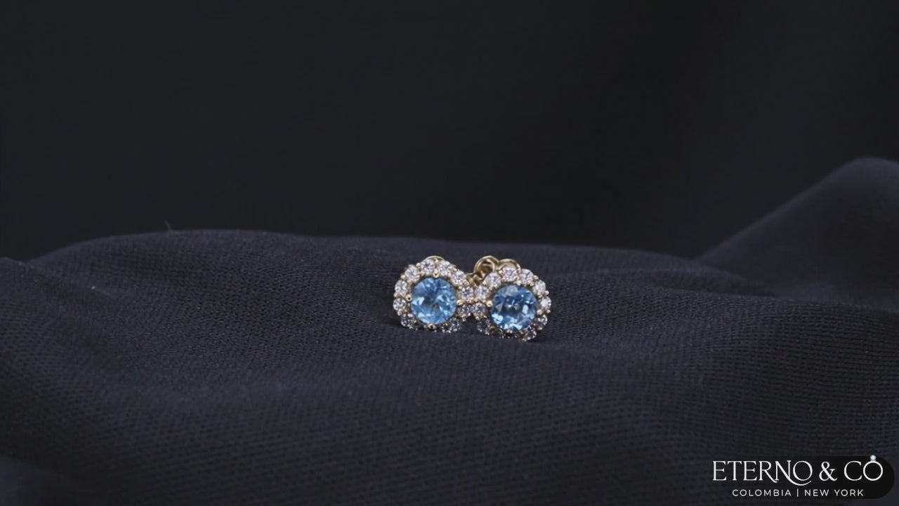 BLUE TOPAZ STUDS GLD-29