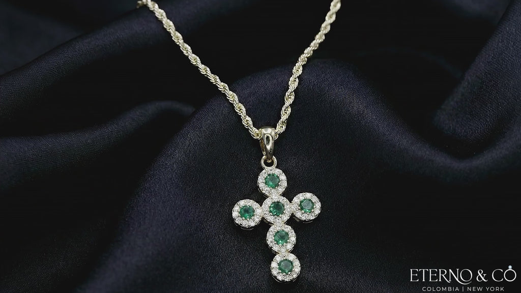 CROSS W- GREEN AND WHITE CZ GLD-06