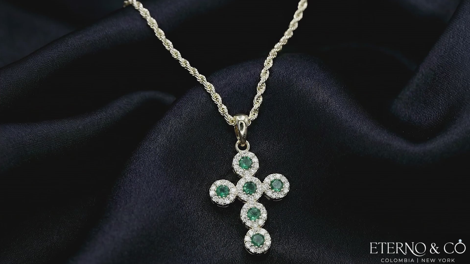 CROSS W- GREEN AND WHITE CZ GLD-06