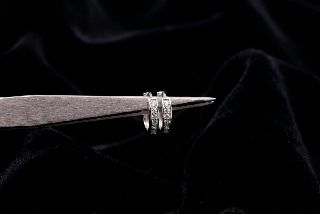 WHITE CZ HOOPS